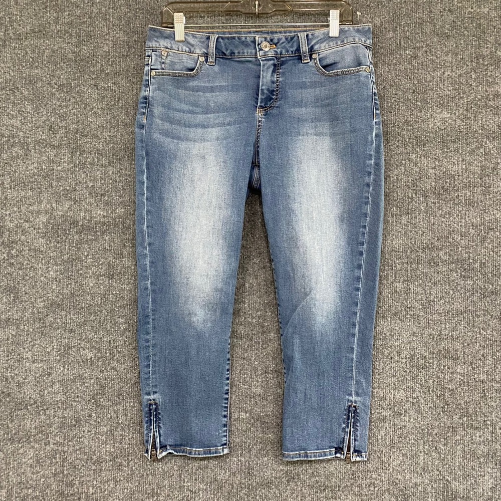 Talbots Signature Crop Jeans Womens 10 Blue Denim Ankle Zip Stretch CN5010